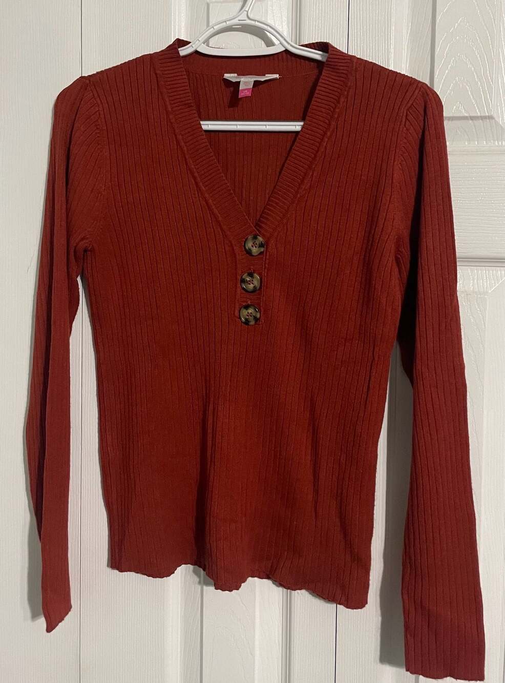 Orange Ribbed Henley